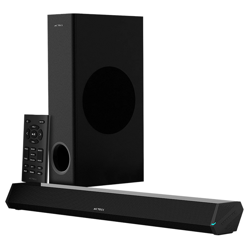 Acteck Barra de Sonido con Subwoofer DYNAMIC TRIM BS670, Bluetooth, Alámbrico/Inalámbrico, 2.1 Canales, 70W RMS, USB, Negro